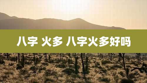 八字 火多 八字火多好吗