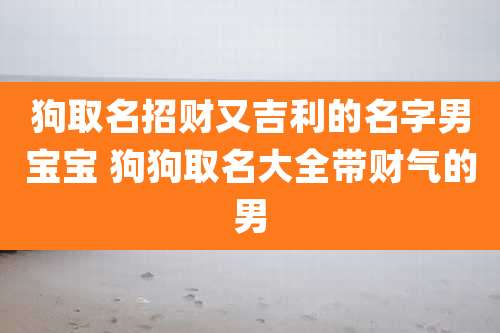 狗取名招财又吉利的名字男宝宝 狗狗取名大全带财气的男
