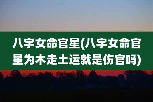 八字女命官星(八字女命官星为木走土运就是伤官吗)