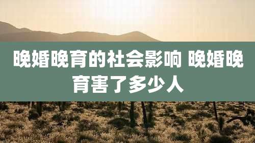 晚婚晚育的社会影响 晚婚晚育害了多少人