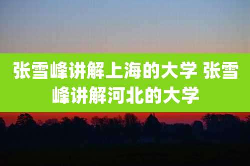 张雪峰讲解上海的大学 张雪峰讲解河北的大学