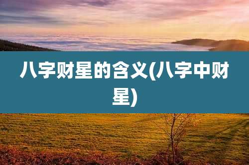 八字财星的含义(八字中财星)