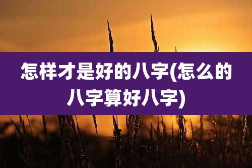 怎样才是好的八字(怎么的八字算好八字)