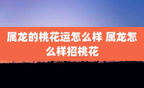 属龙的桃花运怎么样 属龙怎么样招桃花