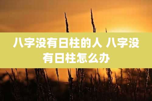 八字没有日柱的人 八字没有日柱怎么办