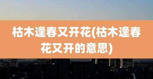 枯木逢春又开花(枯木逢春花又开的意思)