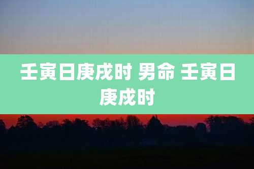 壬寅日庚戌时 男命 壬寅日庚戍时