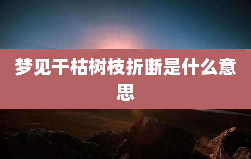 梦见干枯树枝折断是什么意思