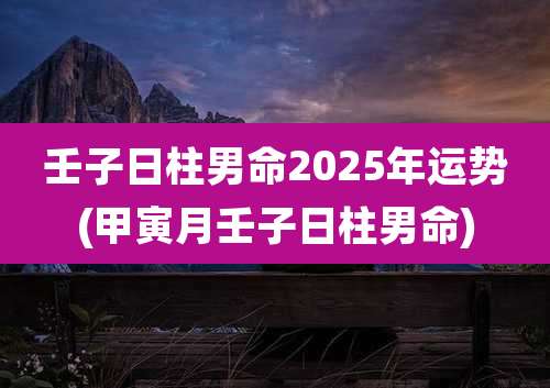 壬子日柱男命2025年运势(甲寅月壬子日柱男命)