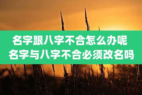 名字跟八字不合怎么办呢 名字与八字不合必须改名吗