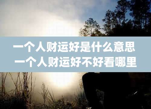 一个人财运好是什么意思 一个人财运好不好看哪里