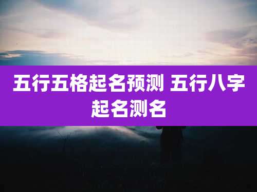 五行五格起名预测 五行八字起名测名