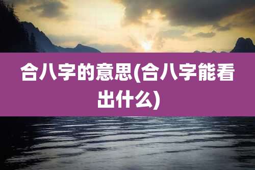 合八字的意思(合八字能看出什么)