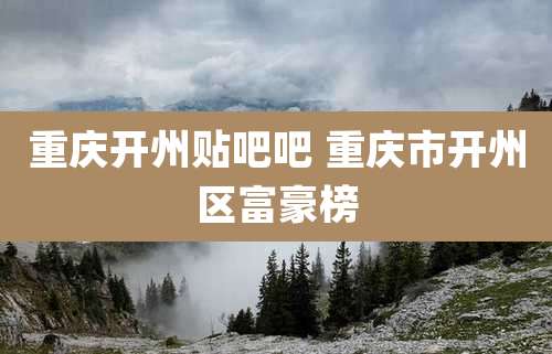 重庆开州贴吧吧 重庆市开州区富豪榜