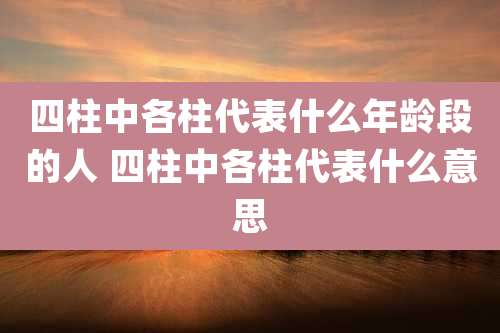 四柱中各柱代表什么年龄段的人 四柱中各柱代表什么意思