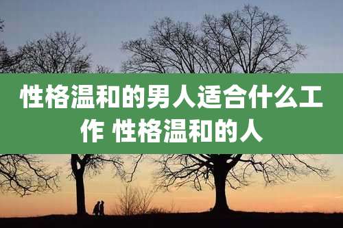 性格温和的男人适合什么工作 性格温和的人