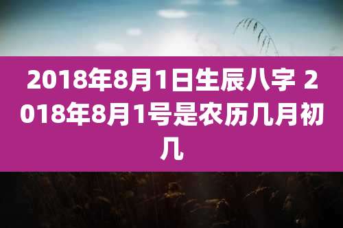 2018年8月1日生辰八字 2018年8月1号是农历几月初几