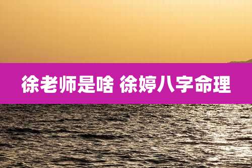 徐老师是啥 徐婷八字命理