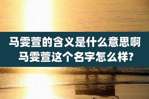 马雯萱的含义是什么意思啊 马雯萱这个名字怎么样?