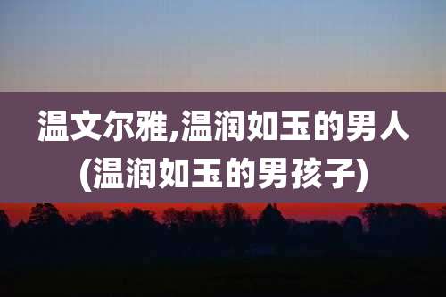 温文尔雅,温润如玉的男人(温润如玉的男孩子)