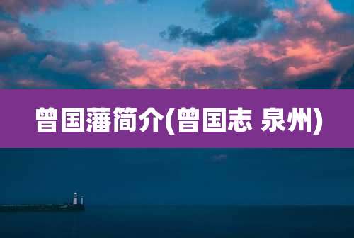 曾国藩简介(曾国志 泉州)