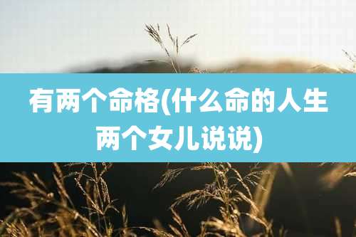 有两个命格(什么命的人生两个女儿说说)