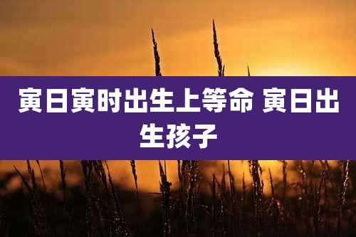 寅日寅时出生上等命 寅日出生孩子