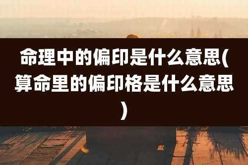 命理中的偏印是什么意思(算命里的偏印格是什么意思)