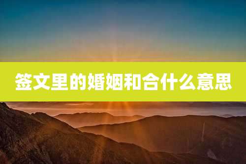 签文里的婚姻和合什么意思