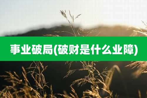 事业破局(破财是什么业障)
