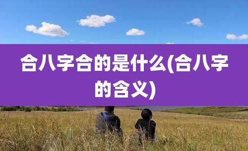 合八字合的是什么(合八字的含义)
