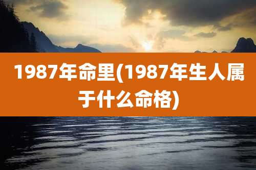 1987年命里(1987年生人属于什么命格)
