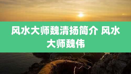 风水大师魏清扬简介 风水大师魏伟