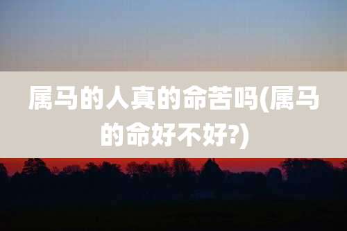 属马的人真的命苦吗(属马的命好不好?)