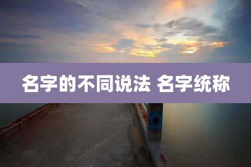名字的不同说法 名字统称