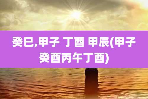 癸巳,甲子 丁酉 甲辰(甲子癸酉丙午丁酉)