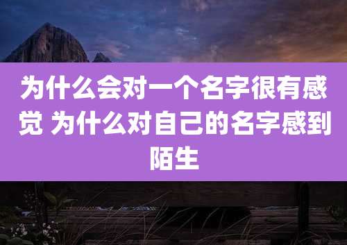 为什么会对一个名字很有感觉 为什么对自己的名字感到陌生