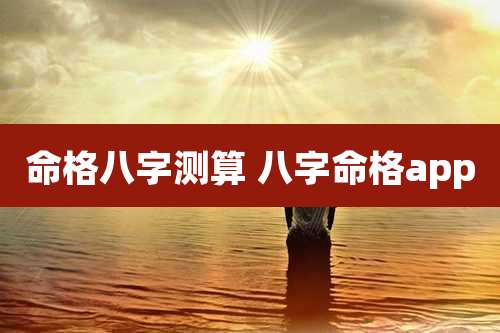 命格八字测算 八字命格app