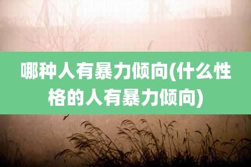 哪种人有暴力倾向(什么性格的人有暴力倾向)