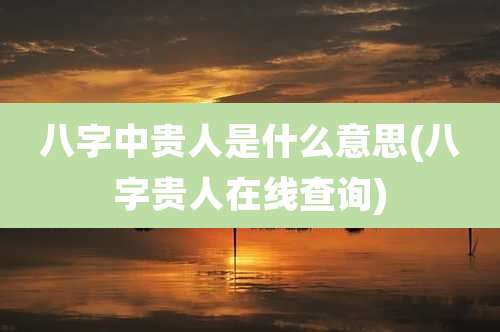 八字中贵人是什么意思(八字贵人在线查询)