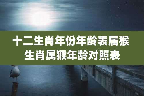 十二生肖年份年龄表属猴 生肖属猴年龄对照表