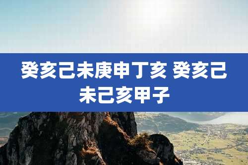 癸亥己未庚申丁亥 癸亥己未己亥甲子