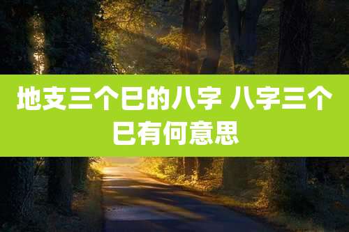 地支三个巳的八字 八字三个巳有何意思