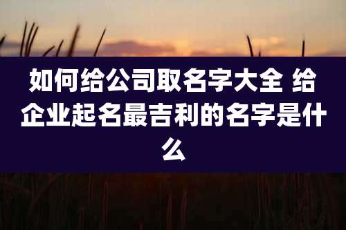 如何给公司取名字大全 给企业起名最吉利的名字是什么