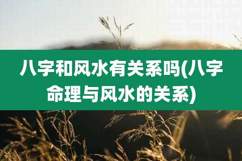 八字和风水有关系吗(八字命理与风水的关系)