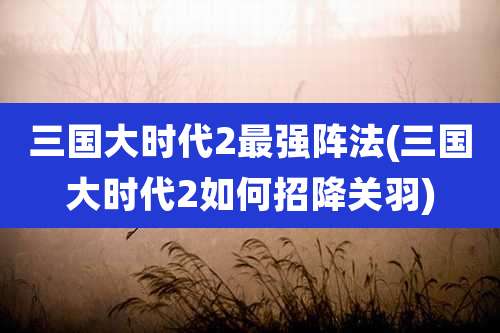 三国大时代2最强阵法(三国大时代2如何招降关羽)