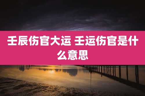 壬辰伤官大运 壬运伤官是什么意思