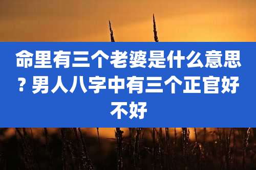 命里有三个老婆是什么意思? 男人八字中有三个正官好不好