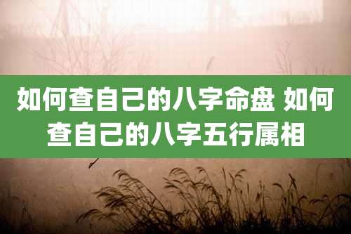 如何查自己的八字命盘 如何查自己的八字五行属相
