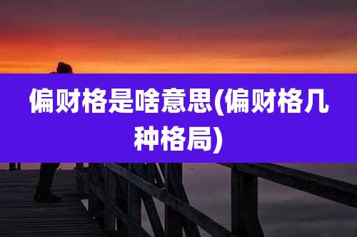 偏财格是啥意思(偏财格几种格局)